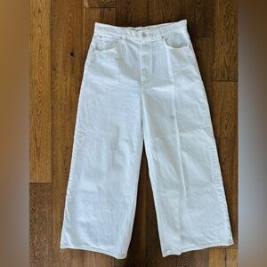 MOTHER 100% Cotton High-rise WideLeg Snacks white Jean